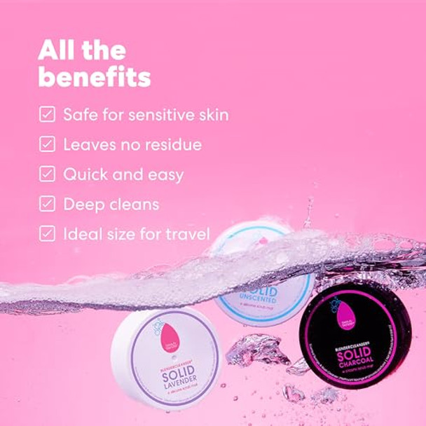 Beautyblender Blendercleanser Tool Scrub Solid Cleanser – Lavender Scented Makeup Sponge & Brush Cleansing Bar – Hand, Sponge, and Brush Cleanser, Removes Makeup & Buildup, Travel-Friendly, 1 oz