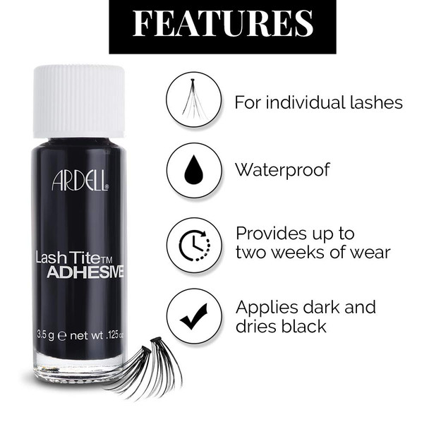 Ardell LashTite Adhesive Dark for Individual Fake Lashes, Secures False Eyelashes Extension for Weeks .125 Oz, 2 Pack