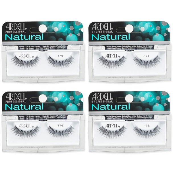 Ardell Lashes Natural 174 - Lightweight, Natural Looking False Eyelashes, Long-Lasting Strip Lash for Everyday Wear, 4 Pack
