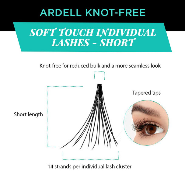 Ardell Soft Touch Individual Lashes – Knot- Lash Clusters, Medium Tapered False Eyelashes, 4 Pack
