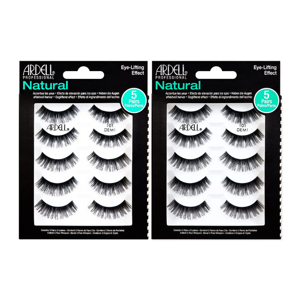 Ardell Natural False Eyelashes 101 Demi Black - Soft & Lightweight, Eye-Lifting Effect, Reusable Strip Lashes for Everyday Wear, 6 Pairs