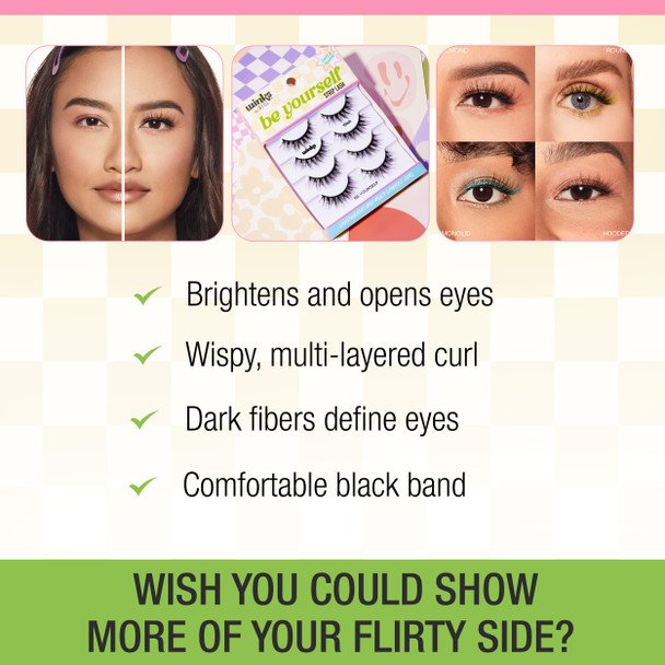 Ardell Winks Be Yourself Lashes - Wish Style, Black Strip Lashes for Dramatic Doll Eye Effect, Full Volume, Natural Look False Eyelashes, 4-Pack