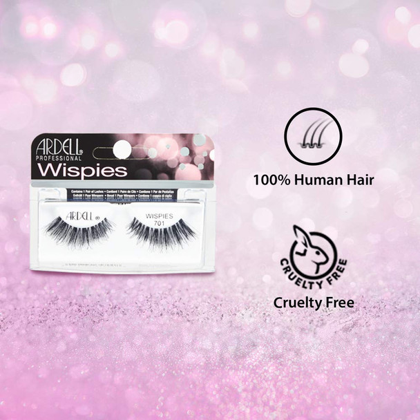 Ardell Pro Wispies False Lashes 701 - Fluffy and Natural Look False Eyelashes, Lightweight and Reusable Strip Lashes, 4 Pairs