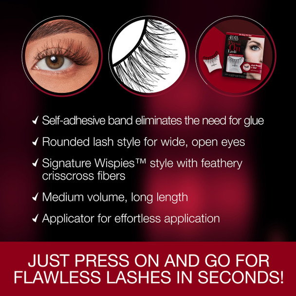 Ardell Press On Lashes Wispies Self Adhesive Eyelashes - Natural Look Faux Mink False Lashes, No Glue Eyelashes, 1 Pack