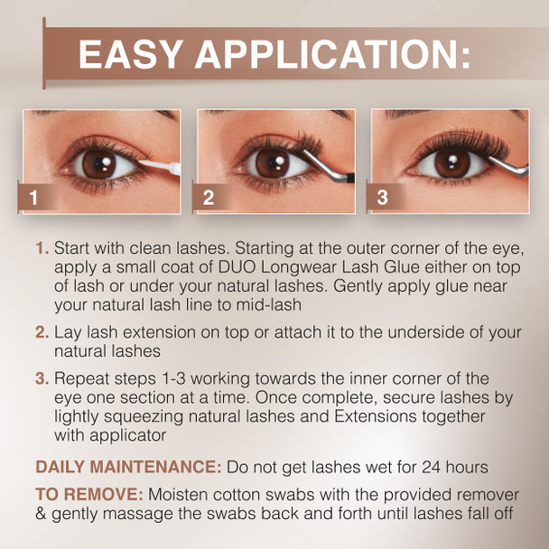 Ardell Pre-Mapped Eyelash Extensions - False Lashes Kitten Eye, Reusable Segmented Lash Strips, Natural-Looking Lash Extensions, 3 Pack