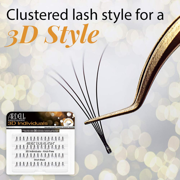 Ardell 3D Individuals Lashes Medium Black False Lashes - Natural Looking DIY Lash Clusters, Eyelash Extensions, 4 Pack