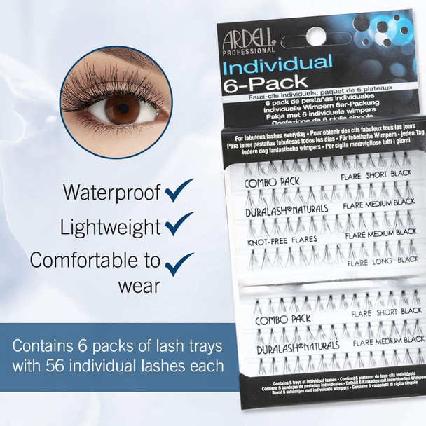Ardell Individual Lashes - Short Black, DIY Lash Clusters, Knot- Cluster Eyelash Extensions, Customizable Lash Extension, 6 Pack