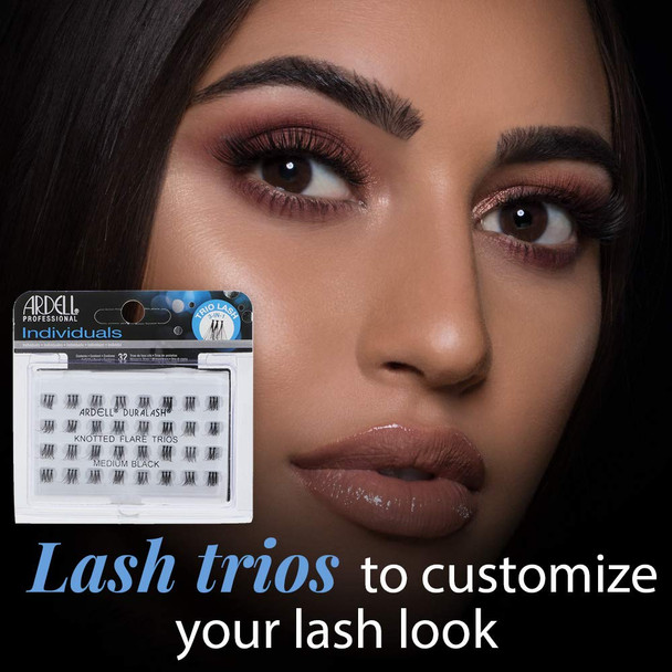 Ardell False Eyelashes Individual Lashes Trios Medium Black, Reusable DIY Lash Clusters, Eyelash Extensions, 4 Pack