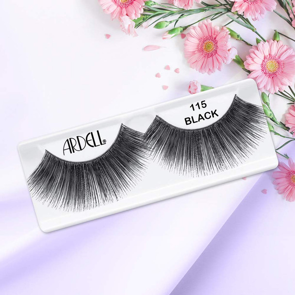 Ardell False Eyelashes Glamour Strip Lashes 115 - Black, Full Volume and Rounded Lash, Reusable Fake Eyelashes for Any Special Occasions, 4-Packs