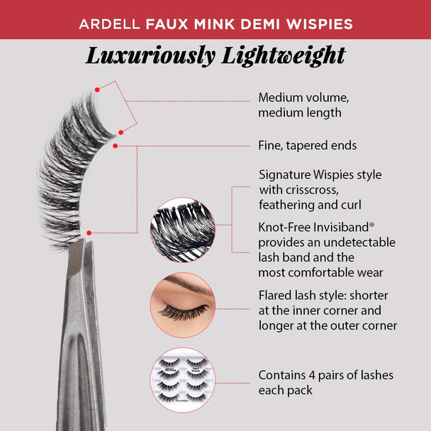 Ardell Faux Mink Lashes Demi Wispies False Eyelashes Multipack, Natural Look Lashes for Everyday Wear, 2 Pack