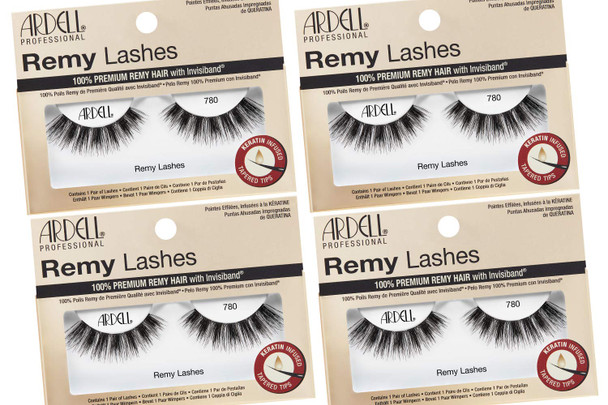 Ardell Remy Lashes 782, Premium Grade Remy Hair False Lashes with Invisiband, 4 pairs