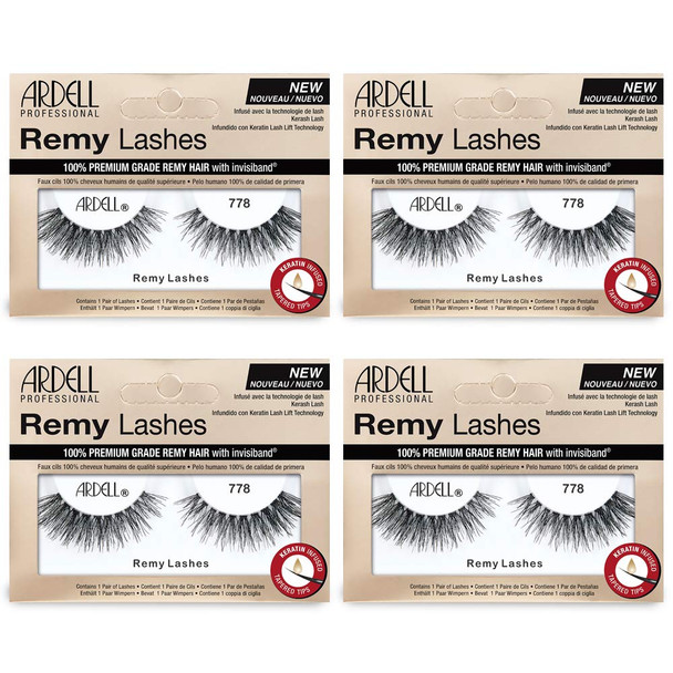 Ardell Remy Lashes 782, Premium Grade Remy Hair False Lashes with Invisiband, 4 pairs