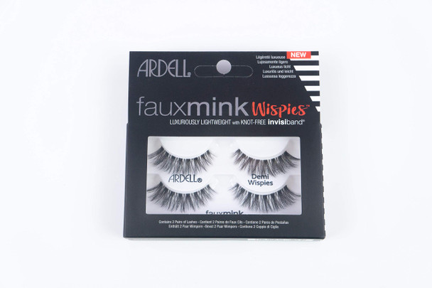 Ardell Faux Mink Wispies Lashes - Lightweight, Knot-, Natural-Looking False Eyelashes with Invisiband, 2-Pairs