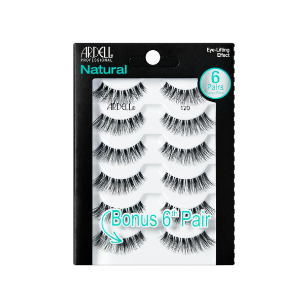 Ardell Natural Lashes 120 – Natural Look Wispy Lashes, Lightweight, Long-lasting Wispies Black, 6 Pairs, 1 Pack