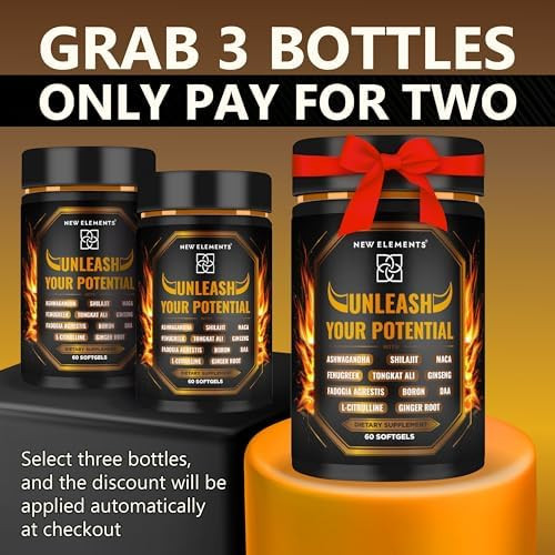 Elements Natural Testosterone Booster Supplement For Men – Test Booster With Tongkat Ali, Fadogia Agrestis, Shilajit, Ashwagandha, Ginseng, Tribulus, Boron, Daa, L-Citrulline, D3 K2, Zinc & Magnesium