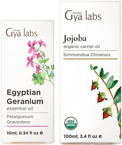 Gya Labs Egyptian Geranium Essential Oil For Skin (0.34 Fl Oz) & Jojoba Oil For Hair (3.4 Fl Oz) Set - 100% Natural Aromatherapy Grade Essential Oils Set - 2X0.34 Fl Oz - Gya Labs Gya Labs Egyptian Geranium Essential Oil For Skin (0.34 Fl Oz) & Jojoba Oil For Hair (3.4 Fl Oz) Set - 100% Natural Aromatherapy Grade Essential Oils Set - 2X0.34 Fl Oz - Gya Labs