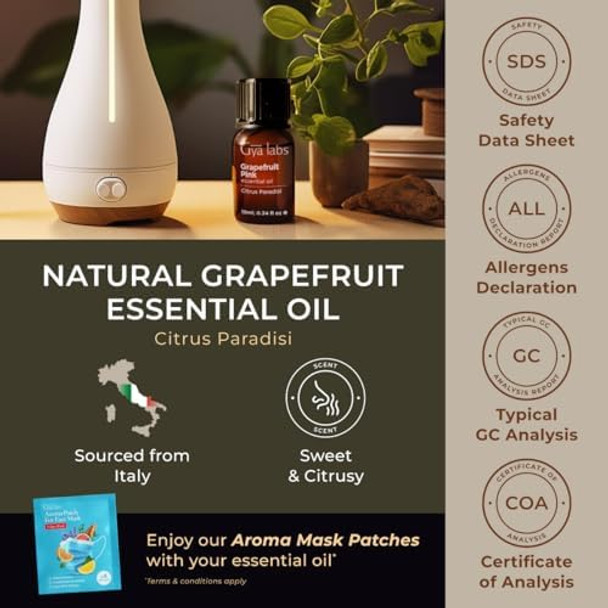 Gya Labs Grapefruit Essential Oil For Diffuser & Egyptian Geranium Essential Oil For Diffuser Set - 100% Natural Aromatherapy Grade Essential Oils Set - 2X0.34 Fl Oz - Gya Labs