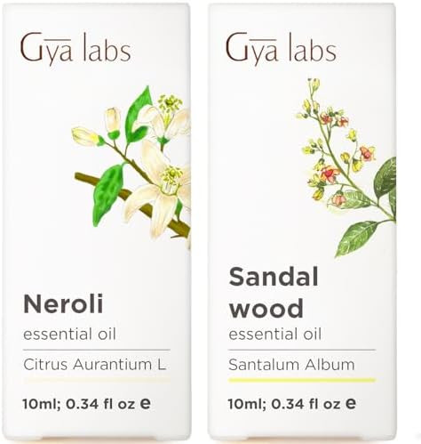Gya Labs Neroli Essential Oil For Diffuser & Sandalwood Essential Oils For Diffuser Set - 100% Natural Aromatherapy Grade Essential Oils Set - 2X0.34 Fl Oz - Gya Labs
