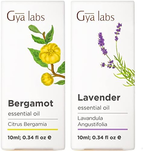 Gya Labs Bergamot Oil For Hair & Lavender Oil Essential Oil For Diffuser Set - 100% Natural Aromatherapy Grade Essential Oils Set - 2X0.34 Fl Oz - Gya Labs Gya Labs Bergamot Oil For Hair & Lavender Oil Essential Oil For Diffuser Set - 100% Natural Aromatherapy Grade Essential Oils Set - 2X0.34 Fl Oz - Gya Labs