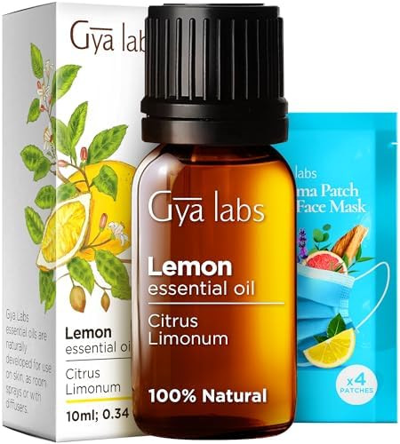 Gya Labs Lemon Essential Oil For Diffuser & Organic Lavender Oil Essential Oil For Diffuser Set- 100% Natural Aromatherapy Grade Essential Oils Set - 2X0.34 Fl Oz - Gya Labs