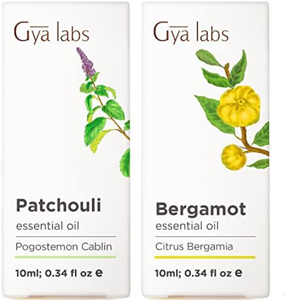 Gya Labs Patchouli Essential Oil For Diffuser & Bergamot Oil For Hair Set - 100% Natural Aromatherapy Grade Essential Oils Set - 2X0.34 Fl Oz - Gya Labs Gya Labs Patchouli Essential Oil For Diffuser & Bergamot Oil For Hair Set - 100% Natural Aromatherapy Grade Essential Oils Set - 2X0.34 Fl Oz - Gya Labs