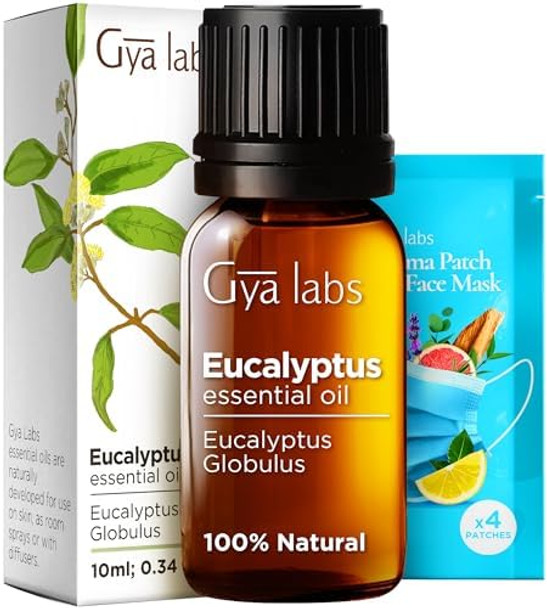 Gya Labs Vetiver Essential Oil For Skin & Eucalyptus Essential Oil For Diffuser Set - 100% Natural Aromatherapy Grade Essential Oils Set - 2X10Ml - Gya Labs
