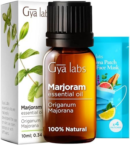 Gya Labs Marjoram Essential Oil For Diffuser (0.34 Fl Oz) & Jojoba Oil For Hair (3.4 Fl Oz) Set - 100% Natural Aromatherapy Grade Essential Oils Set - Gya Labs