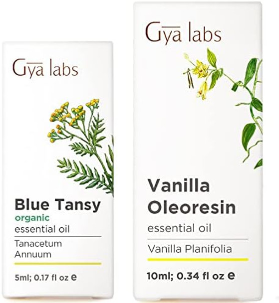 Gya Labs Organic Blue Tansy Essential Oil For Skin (0.17 Fl Oz) & Vanilla Essential Oil For Skin (0.34 Fl Oz) Set - 100% Natural Aromatherapy Grade Essential Oils Set - Gya Labs Gya Labs Organic Blue Tansy Essential Oil For Skin (0.17 Fl Oz) & Vanilla Essential Oil For Skin (0.34 Fl Oz) Set - 100% Natural Aromatherapy Grade Essential Oils Set - Gya Labs