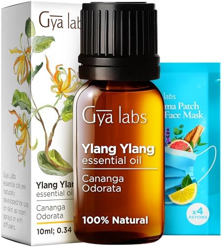 Gya Labs Patchouli Essential Oil For Diffuser & Ylang-Ylang Essential Oil For Diffuser Set 100% Natural Aromatherapy Grade Essential Oils Set - 2X0.34 Fl Oz - Gya Labs