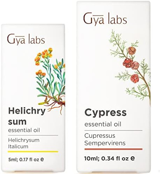 Gya Labs Helichrysum Oil For Skin (0.17 Fl Oz) & Cypress Essential Oil For Skin (0.34 Fl Oz) Set - 100% Natural Aromatherapy Grade Essential Oils Set - Gya Labs Gya Labs Helichrysum Oil For Skin (0.17 Fl Oz) & Cypress Essential Oil For Skin (0.34 Fl Oz) Set - 100% Natural Aromatherapy Grade Essential Oils Set - Gya Labs
