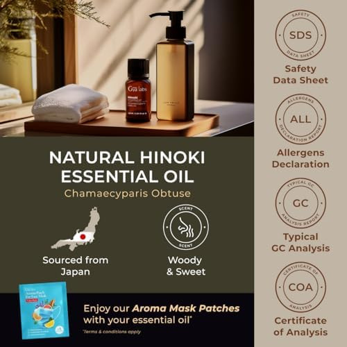 Gya Labs Hinoki Essential Oil For Skin & Frankincense Oil For Skin Set - 100% Natural Aromatherapy Grade Essential Oils Set - 2X0.34 Fl Oz - Gya Labs