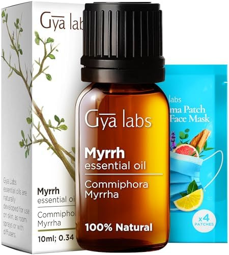 Gya Labs Myrrh Oil For Skin & Patchouli Essential Oil For Diffuser Set - 100% Natural Aromatherapy Grade Essential Oils Set - 2X0.34 Fl Oz - Gya Labs
