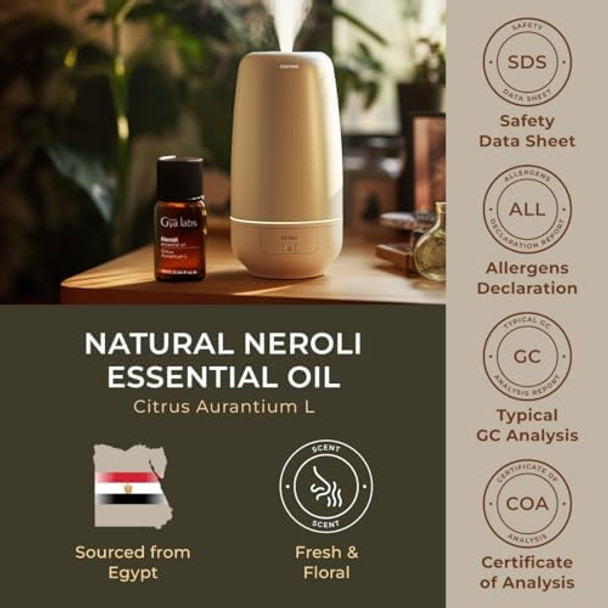 Gya Labs Neroli Essential Oil For Diffuser & Myrrh Oil For Skin Set - 100% Natural Aromatherapy Grade Essential Oils Set - 2X0.34 Fl Oz