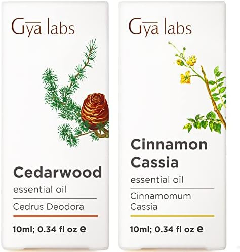 Gya Labs Cedarwood Oil For Hair & Cinnamon Essential Oil For Diffuser Set - 100% Natural Aromatherapy Grade Essential Oils Set - 2X0.34 Fl Oz - Gya Labs