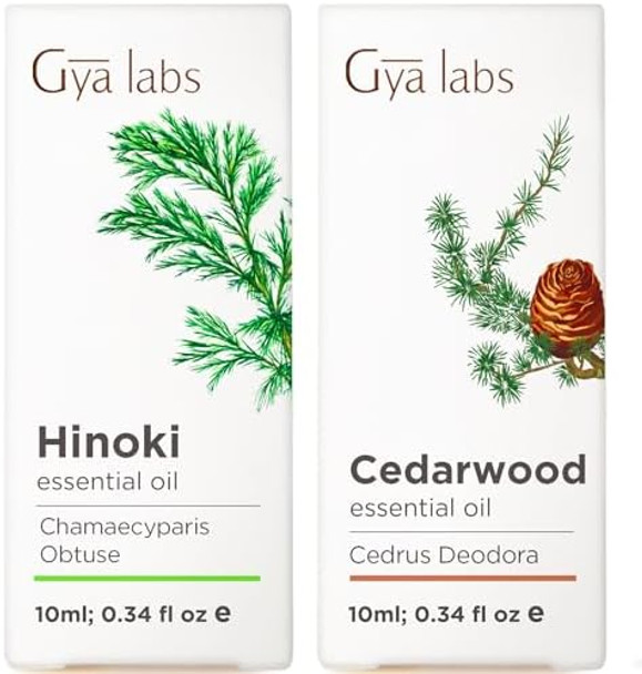 Gya Labs Hinoki Essential Oil For Skin & Cedarwood Oil For Hair Set - 100% Natural Aromatherapy Grade Essential Oils Set - 2X0.34 Fl Oz - Gya Labs Gya Labs Hinoki Essential Oil For Skin & Cedarwood Oil For Hair Set - 100% Natural Aromatherapy Grade Essential Oils Set - 2X0.34 Fl Oz - Gya Labs