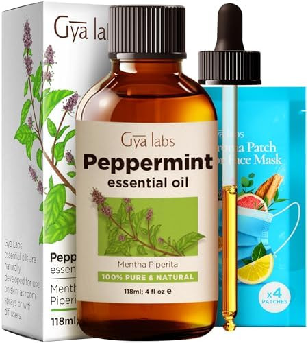 Gya Labs Peppermint Essential Oil For Diffuser & Lavender Essential Oil For Diffuser Set - 100% Natural Aromatherapy Grade Essential Oils Set - 2X4 Fl Oz - Gya Labs