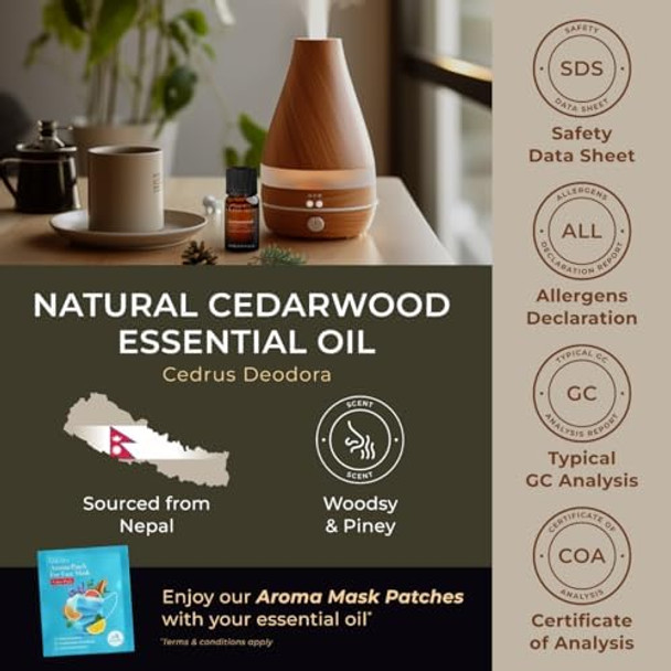 Gya Labs Pine Needle Oils For Diffuser & Cedarwood Oil For Hair Set - 100% Natural Aromatherapy Grade Essential Oils Set - 2X0.34 Fl Oz - Gya Labs