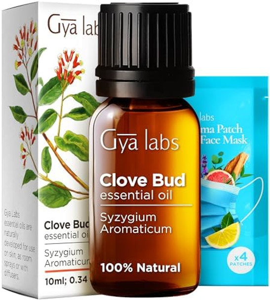 Gya Labs Clove Oil For Oral Care & Eucalyptus Essential Oil For Diffuser Set - 100% Natural Aromatherapy Grade Essential Oils Set - 2X0.34 Fl Oz - Gya Labs