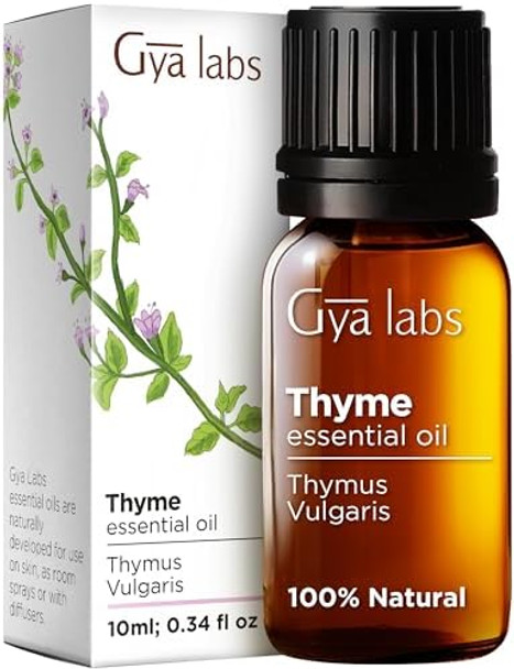 Gya Labs Thyme Oil For Hair & Thyme Roll On Set - 100% Natural Aromatherapy Grade Essential Oils Set - 2X10Ml - Gya Labs