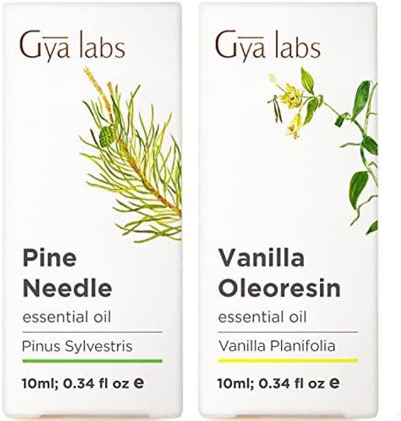 Gya Labs Pine Needle Oils For Diffuser & Vanilla Essential Oil For Skin Set - 100% Pure Essential Oils Set - 2X10Ml - Gya Labs