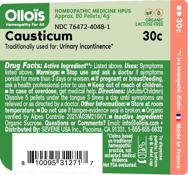 Ollois Causticum 30C Organic, Lactose-, Vegan, Homeopathic Medicine, 80 Pellets (Pack Of 1)