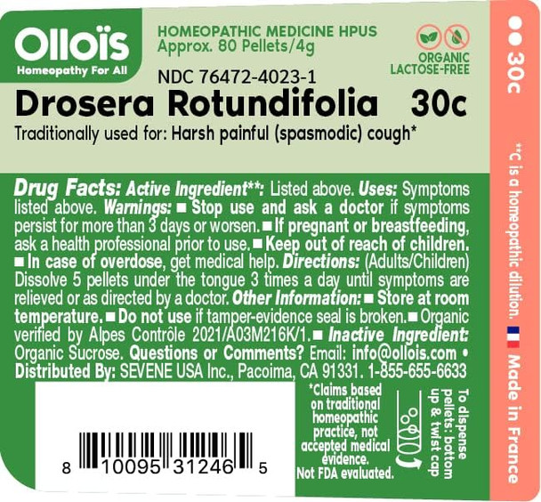 Ollois Drosera 30C Organic, Lactose-, Vegan, Homeopathic Medicine, 80 Pellets (Pack Of 3)