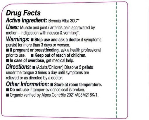 Ollois Bryonia 30C Organic, Lactose-, Kosher Homeopathic Medicine, 80 Pellets (Pack Of 3)