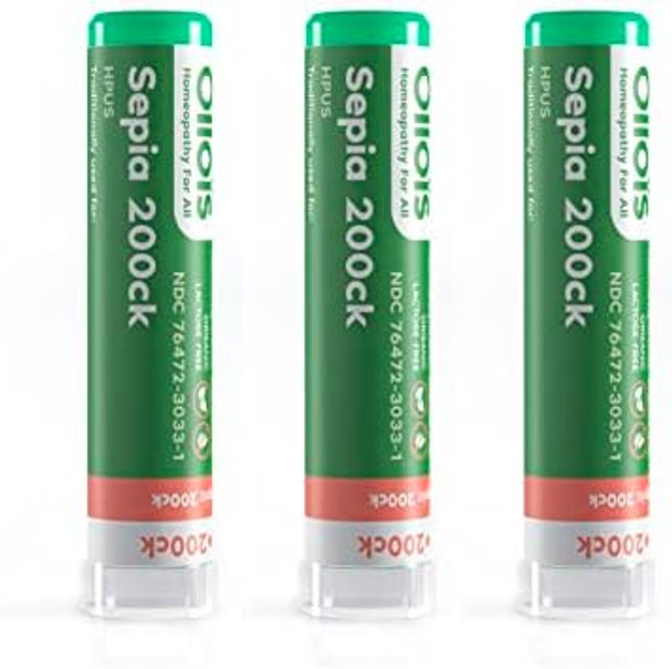 Ollois Sepia 200Ck Organic, Lactose-, Kosher Homeopathic Medicine, 80 Pellets (Pack Of 3)