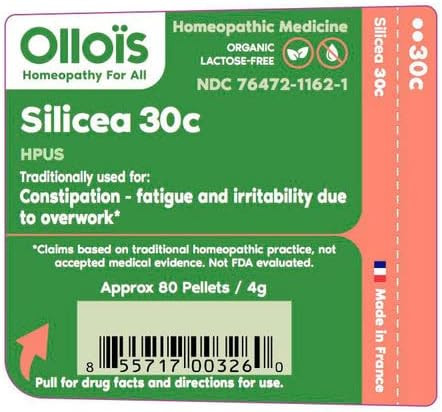 Ollois Silicea 30C Organic, Lactose-, Kosher Homeopathic Medicine, 80 Pellets (Pack Of 3)