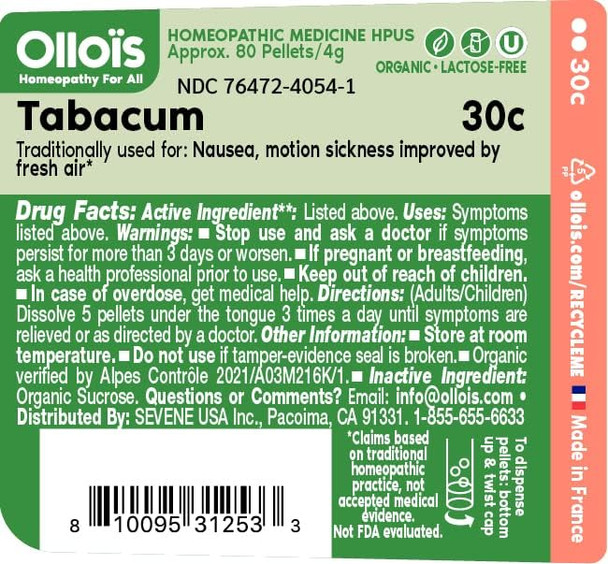 Ollois Tabacum 30C Organic, Lactose-, Vegan, Homeopathic Medicine, 80 Pellets (Pack Of 3)