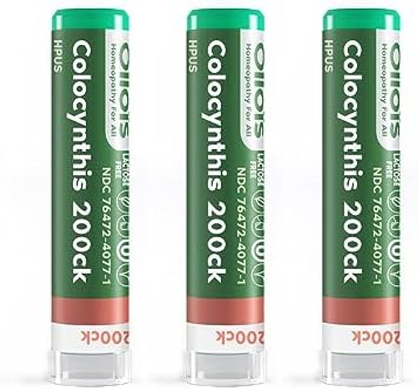 Ollois Colocynthis 200Ck Organic, Lactose-, Vegan, Homeopathic Medicine, 80 Pellets (Pack Of 3)