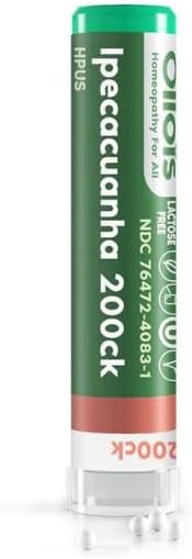 Ollois Ipecacuanha 200Ck Organic, Lactose-, Vegan, Homeopathic Medicine, 80 Pellets (Pack Of 1)