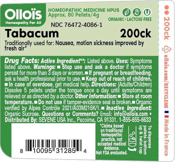 Ollois Tabacum 200Ck Organic, Lactose-, Vegan, Homeopathic Medicine, 80 Pellets (Pack Of 3)