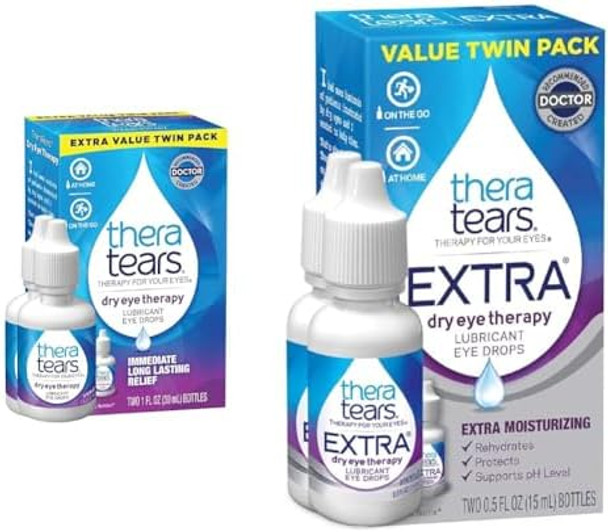 Theratears Dry Eye Therapy Lubricating Eye Drops For Dry Eyes & Extra Dry Eye Therapy Lubricating Eye Drops For Dry Eyes, 0.5 Fl Oz Bottle, 2 Count(Pack Of 1) Theratears Dry Eye Therapy Lubricating Eye Drops For Dry Eyes & Extra Dry Eye Therapy Lubricating Eye Drops For Dry Eyes, 0.5 Fl Oz Bottle, 2 Count(Pack Of 1)
